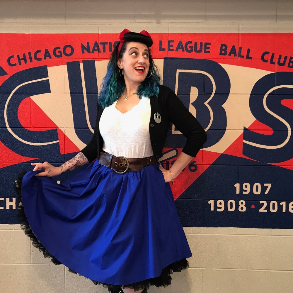 Blue Rockabilly Swing Skirt - Picture 5 of 5